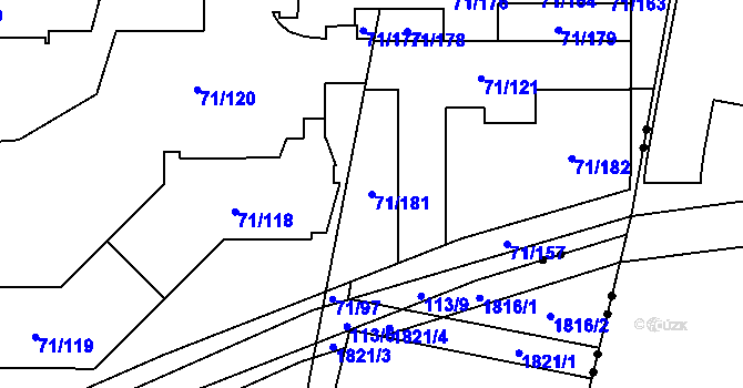 Parcela st. 71/181 v KÚ Dubina u Ostravy, Katastrální mapa
