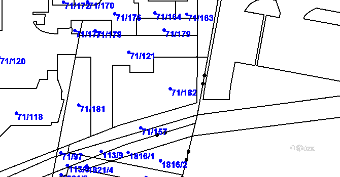 Parcela st. 71/182 v KÚ Dubina u Ostravy, Katastrální mapa