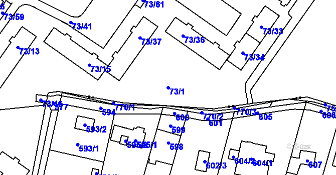 Parcela st. 73/1 v KÚ Dubina u Ostravy, Katastrální mapa