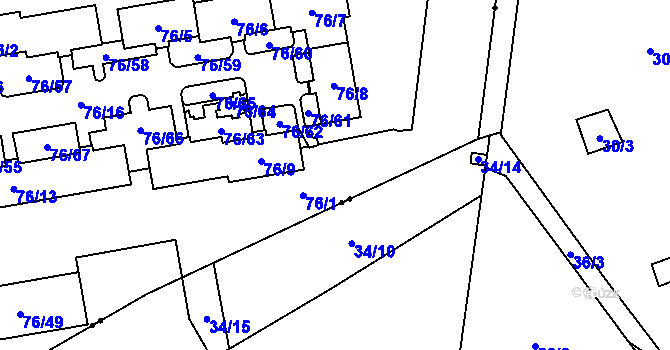 Parcela st. 76/1 v KÚ Dubina u Ostravy, Katastrální mapa