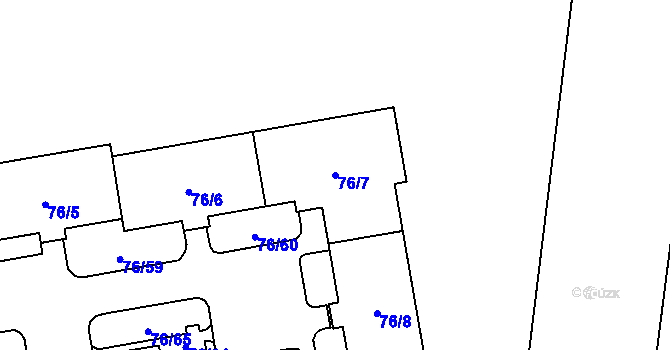 Parcela st. 76/7 v KÚ Dubina u Ostravy, Katastrální mapa