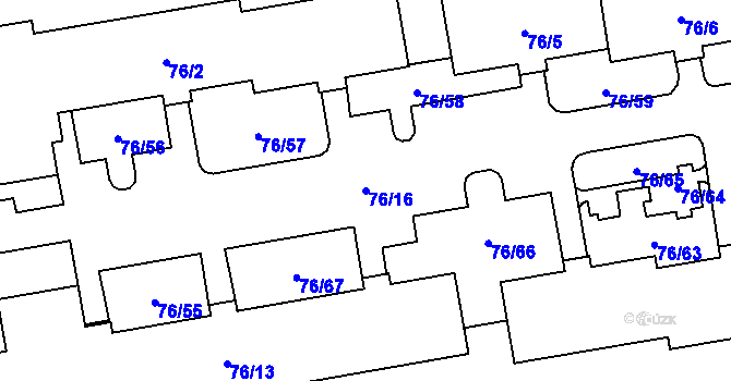 Parcela st. 76/16 v KÚ Dubina u Ostravy, Katastrální mapa