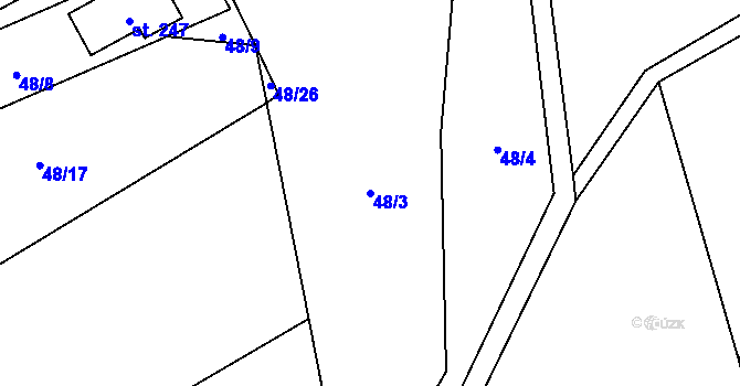 Parcela st. 48/3 v KÚ Kapličky, Katastrální mapa