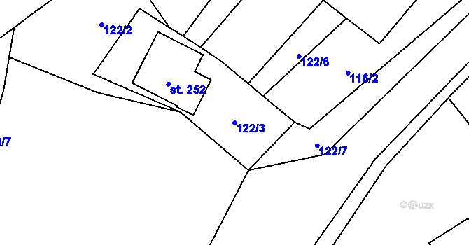 Parcela st. 122/3 v KÚ Kapličky, Katastrální mapa