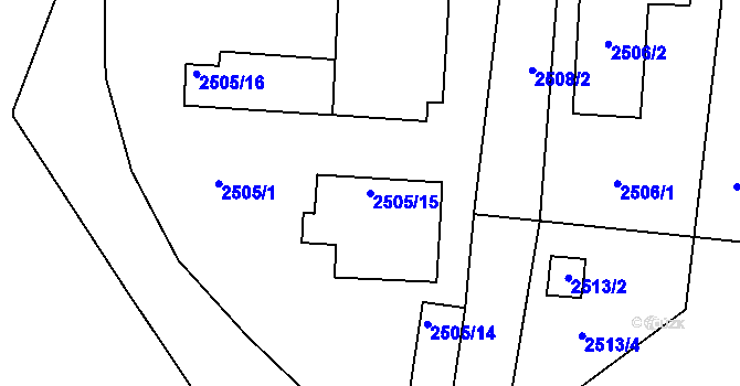 Parcela st. 2505/15 v KÚ Hůrka u Železné Rudy, Katastrální mapa