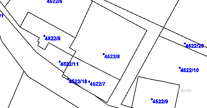 Parcela st. 4522/8 v KÚ Hartmanice II, Katastrální mapa