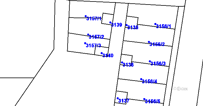 Parcela st. 3140 v KÚ Kochánov III, Katastrální mapa
