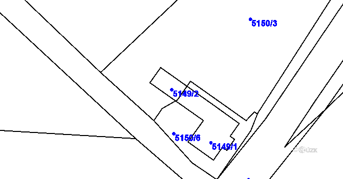 Parcela st. 5149/2 v KÚ Srní II, Katastrální mapa