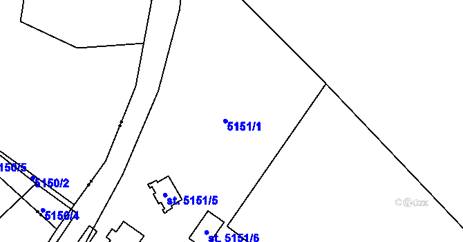 Parcela st. 5151/1 v KÚ Srní II, Katastrální mapa