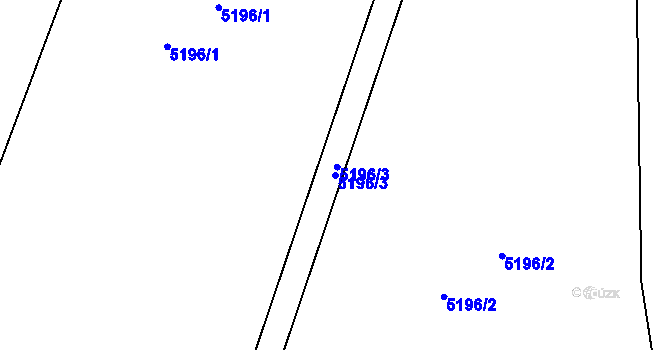 Parcela st. 5196/3 v KÚ Srní II, Katastrální mapa