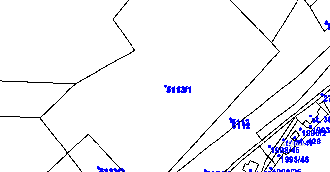 Parcela st. 5113/1 v KÚ Srní II, Katastrální mapa