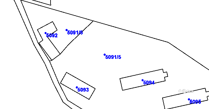 Parcela st. 5091/5 v KÚ Srní II, Katastrální mapa