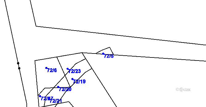 Parcela st. 72/5 v KÚ Jabloneček, Katastrální mapa
