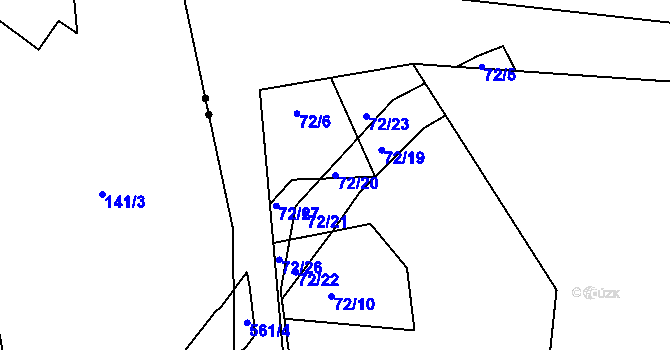 Parcela st. 72/20 v KÚ Jabloneček, Katastrální mapa