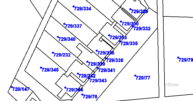 Parcela st. 729/336 v KÚ Podlázky, Katastrální mapa