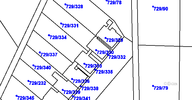 Parcela st. 729/330 v KÚ Podlázky, Katastrální mapa