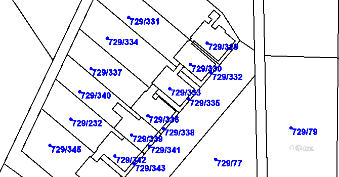 Parcela st. 729/333 v KÚ Podlázky, Katastrální mapa