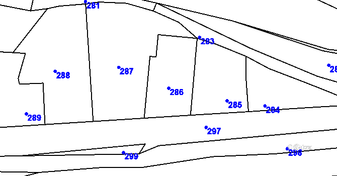 Parcela st. 286 v KÚ Podlázky, Katastrální mapa