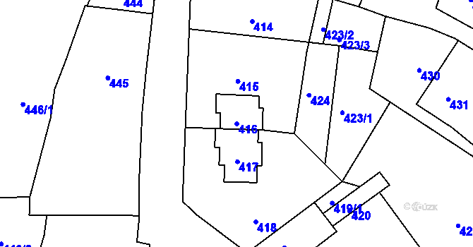 Parcela st. 416 v KÚ Podlázky, Katastrální mapa