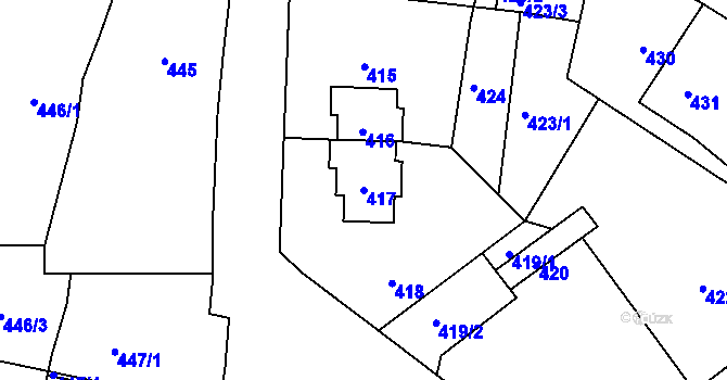 Parcela st. 417 v KÚ Podlázky, Katastrální mapa