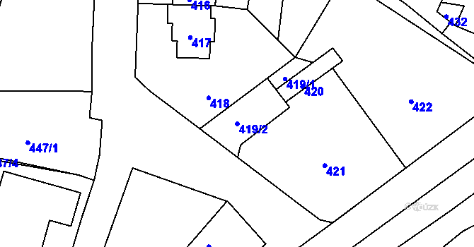 Parcela st. 419/2 v KÚ Podlázky, Katastrální mapa