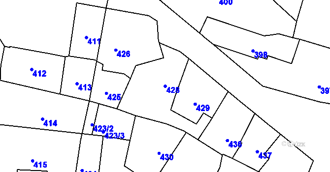 Parcela st. 428 v KÚ Podlázky, Katastrální mapa
