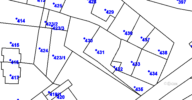 Parcela st. 431 v KÚ Podlázky, Katastrální mapa