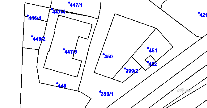 Parcela st. 450 v KÚ Podlázky, Katastrální mapa