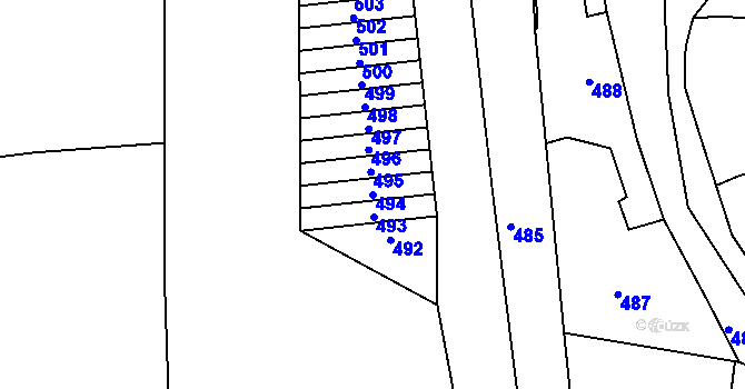 Parcela st. 494 v KÚ Podlázky, Katastrální mapa