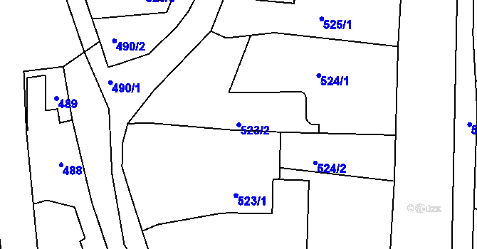Parcela st. 523/2 v KÚ Podlázky, Katastrální mapa