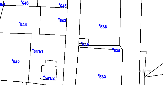 Parcela st. 535 v KÚ Podlázky, Katastrální mapa