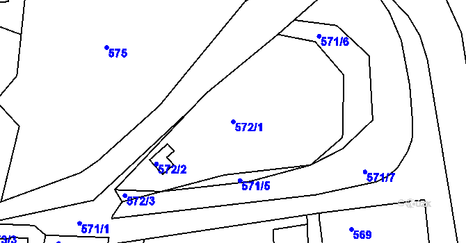 Parcela st. 572/1 v KÚ Podlázky, Katastrální mapa