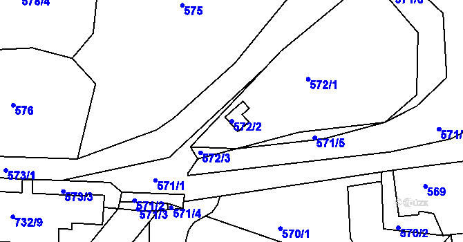 Parcela st. 572/2 v KÚ Podlázky, Katastrální mapa