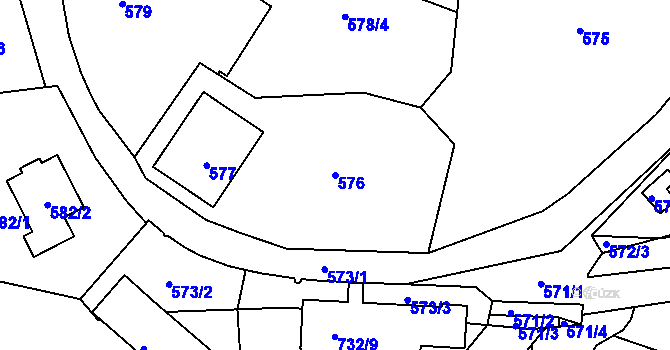 Parcela st. 576 v KÚ Podlázky, Katastrální mapa