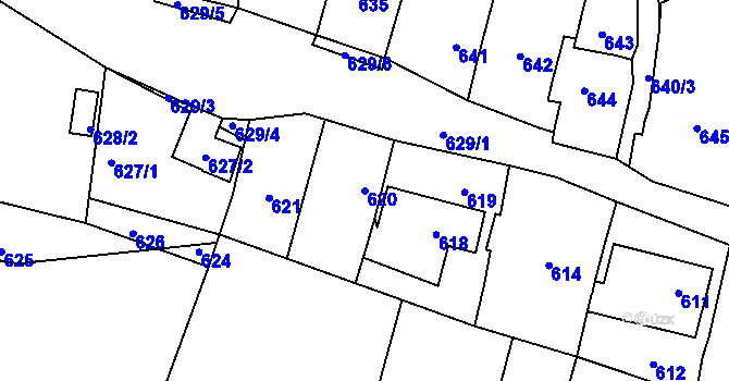 Parcela st. 620 v KÚ Podlázky, Katastrální mapa