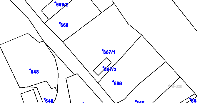 Parcela st. 667 v KÚ Podlázky, Katastrální mapa