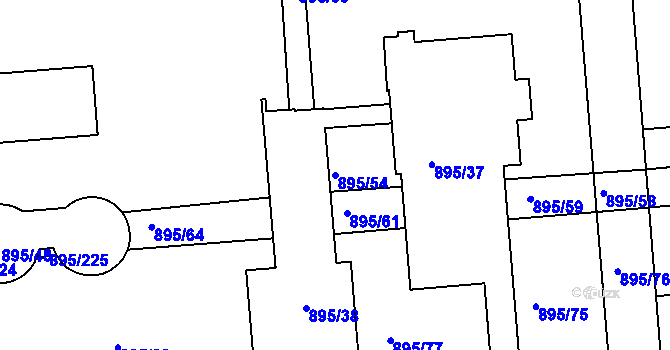 Parcela st. 895/54 v KÚ Podlázky, Katastrální mapa