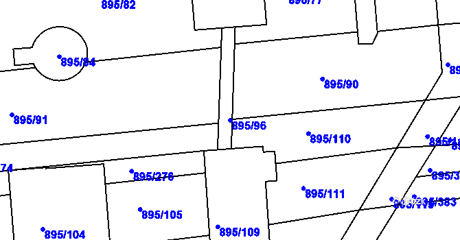 Parcela st. 895/96 v KÚ Podlázky, Katastrální mapa