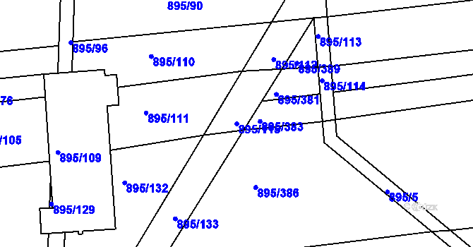Parcela st. 895/115 v KÚ Podlázky, Katastrální mapa