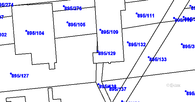 Parcela st. 895/129 v KÚ Podlázky, Katastrální mapa