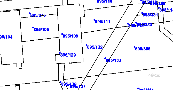 Parcela st. 895/132 v KÚ Podlázky, Katastrální mapa