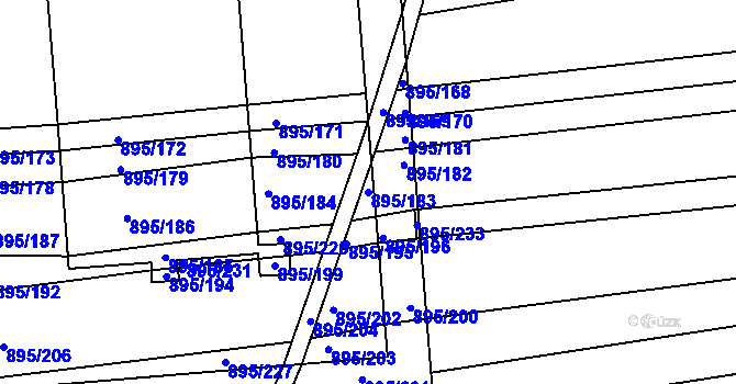 Parcela st. 895/183 v KÚ Podlázky, Katastrální mapa