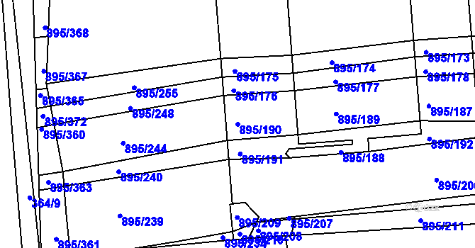 Parcela st. 895/190 v KÚ Podlázky, Katastrální mapa