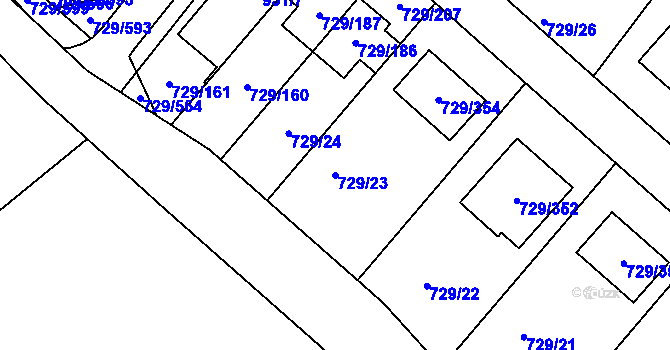 Parcela st. 729/23 v KÚ Podlázky, Katastrální mapa