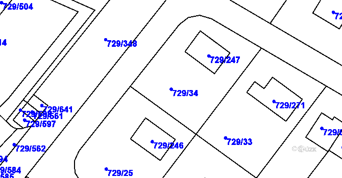 Parcela st. 729/34 v KÚ Podlázky, Katastrální mapa