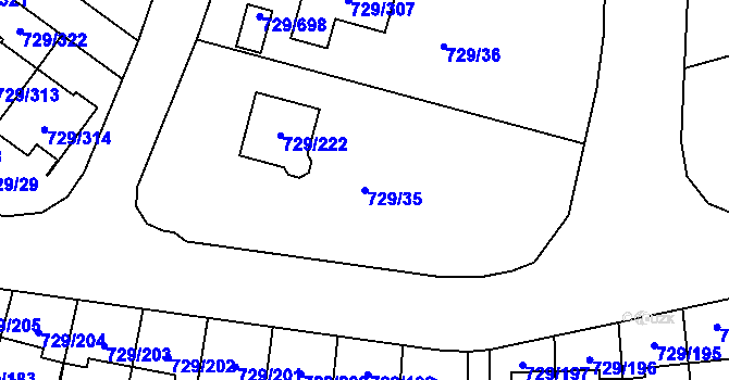 Parcela st. 729/35 v KÚ Podlázky, Katastrální mapa