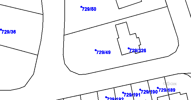 Parcela st. 729/49 v KÚ Podlázky, Katastrální mapa