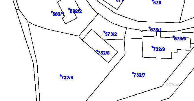Parcela st. 732/8 v KÚ Podlázky, Katastrální mapa