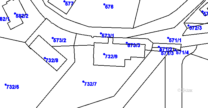 Parcela st. 732/9 v KÚ Podlázky, Katastrální mapa