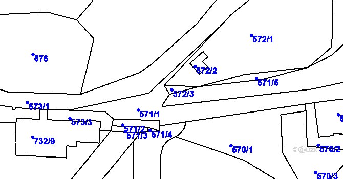 Parcela st. 572/3 v KÚ Podlázky, Katastrální mapa